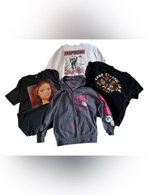 #60 Horror Movie Graphic Tee BUNDLE 4Pc Friday the 13th Frankenstein Sweatshirt